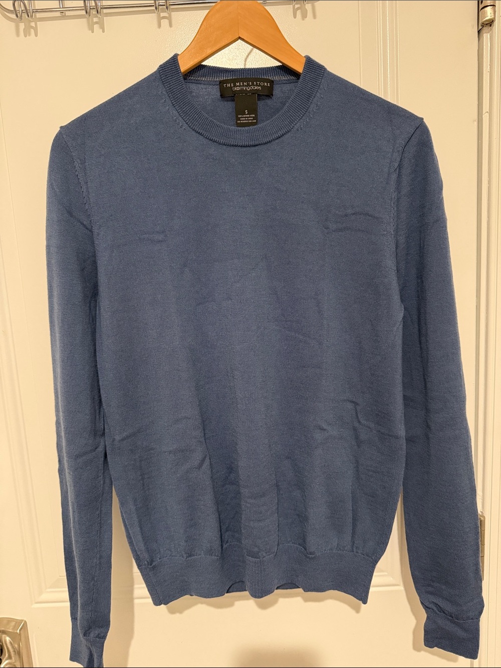 Bloomingdale's Men's 100% Merino Wool Slate Blue Crewneck Sweater
